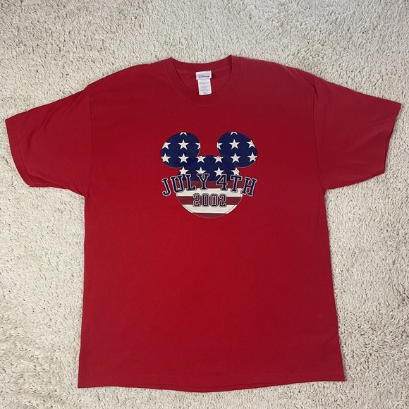 Vintage Disney Store Shirt Adult XL Red July 4Th 2002 Mickey Emblem Stars Stripe - Picture 9 of 9